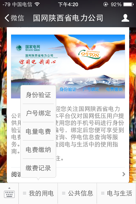 微信号国网陕西省电力公司发布 可缴费查询停