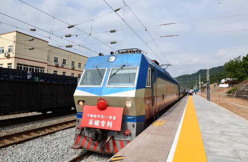 7月20日上午，今年陝西首趟“採椒專列”開行。陳喆 攝
