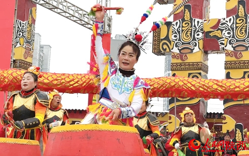 富平老鼓。人民網記者 白鴿攝