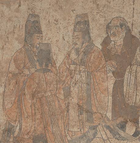 出土于唐章怀太子墓的《客使图》（局部）。陕西历史博物馆供图