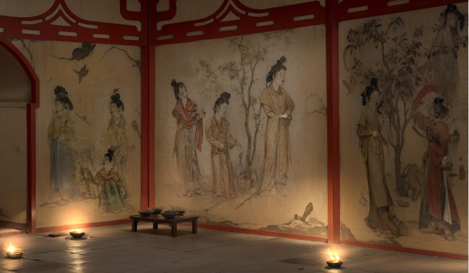 《壁画那边是唐朝》中的唐章怀太子墓场景。陕西历史博物馆供图