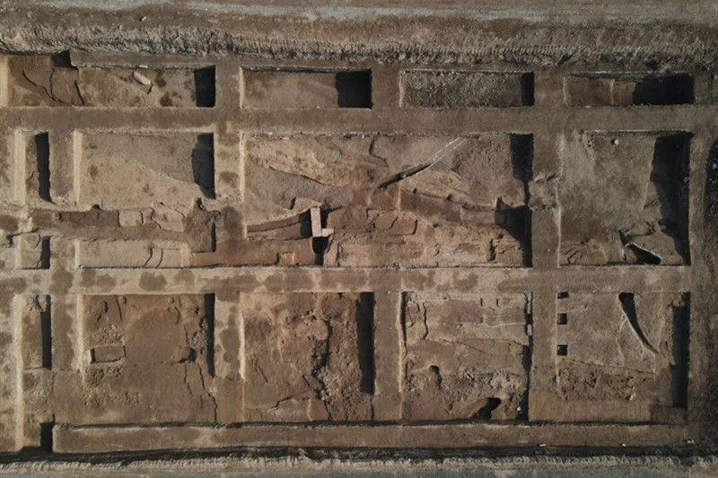 秦始皇帝陵园外城东门遗址发掘全景(资料图)。秦始皇帝陵博物院供图